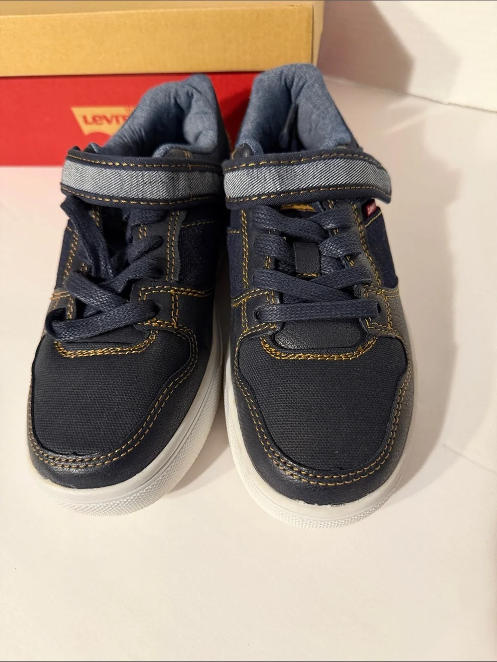 Levi's Kids Dark Navy and White Hook & Loop Sneakers